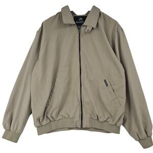 Weatherproof Soft Shell Front Full Zip Beige Gray Jacket Men's XL Dadcore 3891